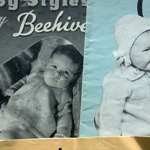 Vintage Patons Beehive Knitting Pattern Books Baby Sweaters Hats Mittens 117 148